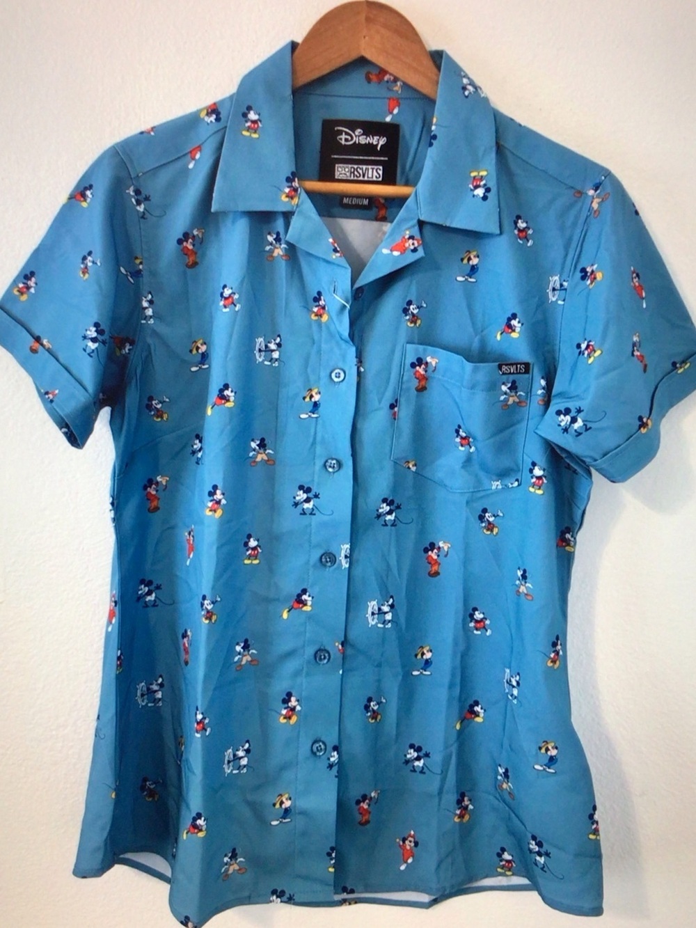 RSVLTS Disney Blue Short-Sleeve Mickey Mouse Button-Up Tee